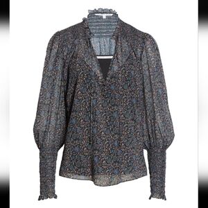 Veronica Beard Blue and Black Patterned Blouse